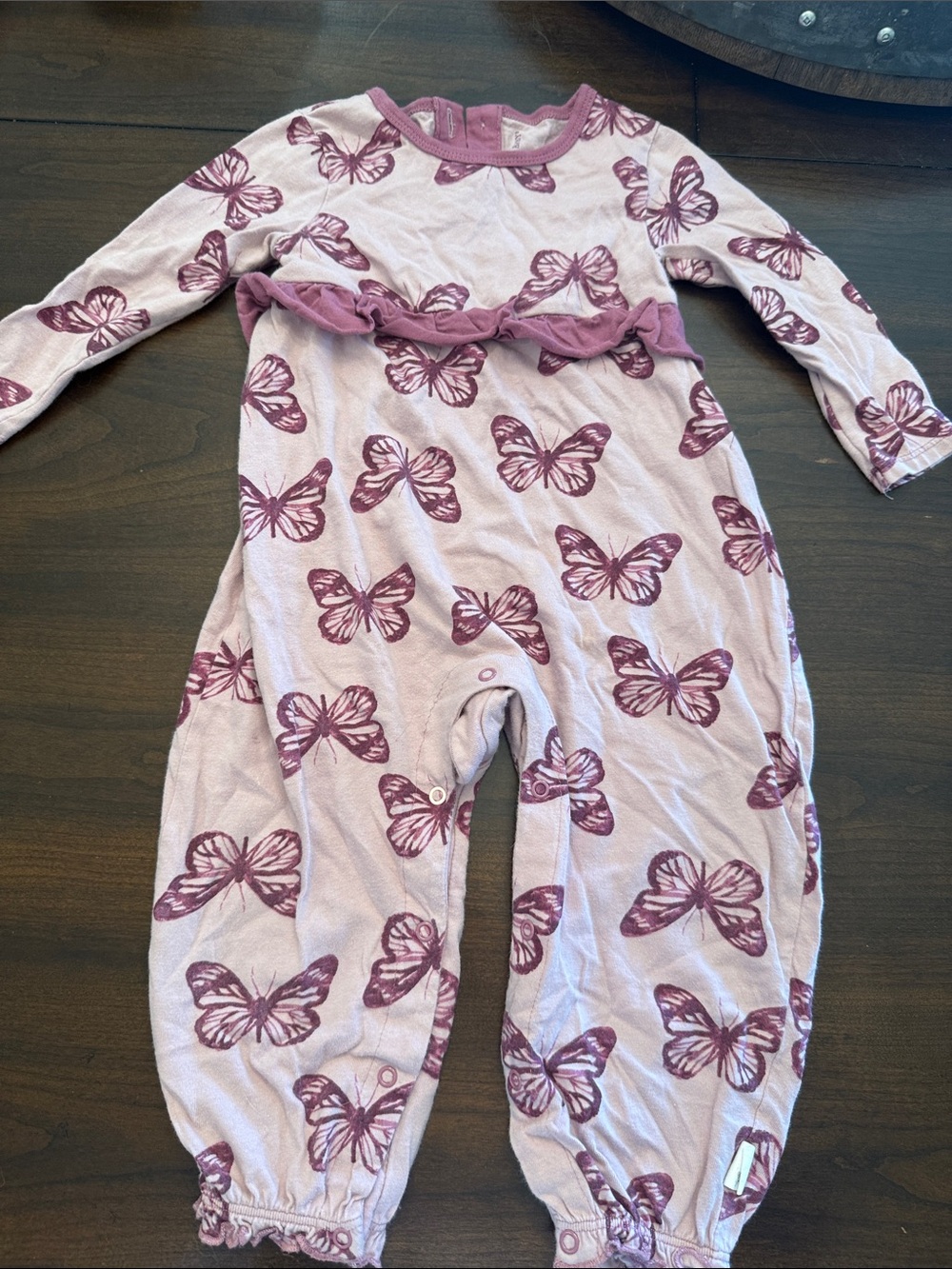 Burt's Bees Baby Light Purple and Mauve Butterfly One-Piece Play Romper